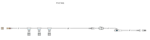 CODAN Back check valve, regularbore tubing, 3-gang pressure-activated valves, 10” pigtail with pinch clamp, needlefree Y-site, male luer-lock