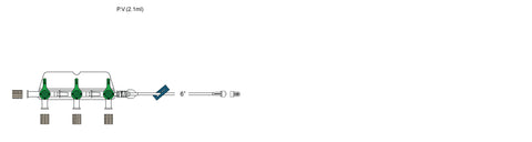 CODAN 3-gang four-way stopcocks on a manifold plate, detachable 6” pigtail with slide clamp, male luer-lock