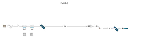 CODAN Regularbore tubing, 2-gang pressure-activated valves, (2) slide clamps, 8” pigtail with pre-pierced Y-site, spin-lock