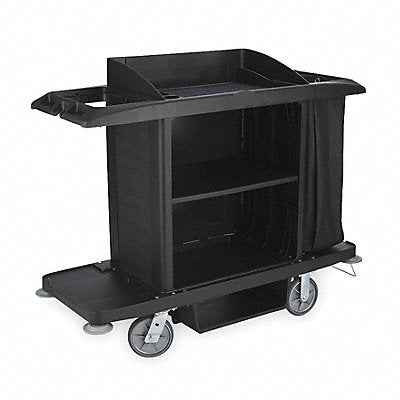 Black Housekeeping Cart 60 L x 22 W x 50 H Number of Shelves 1
