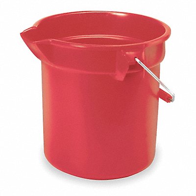 Bucket Bucket Capacity 2-1/2 gal. Bucket/Pail Dia 10-1/2 In. Bucket/Pail Length 10-1/4 In. Bucket/Pail Width 10-1/2 In. Color Coding System Yes Color Red Material HDPE Shape Round Includes Pour SpoutItem:Bucket , Bucket/Pail Dia.:10-1/2" ,