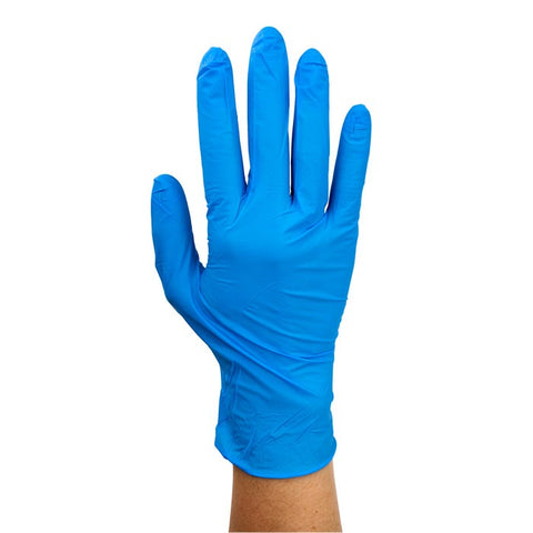 Dynarex Safe-Touch Blue Nitrile Exam Gloves, Powder-Free case of 10 per box quantity is 100