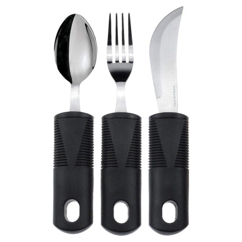 ADAPTIVE UTENSIL SET, WIDE, NON-WEIGHTED FORK, SPOON, KNIFE, DISHWASHER SAFE - LVA1056