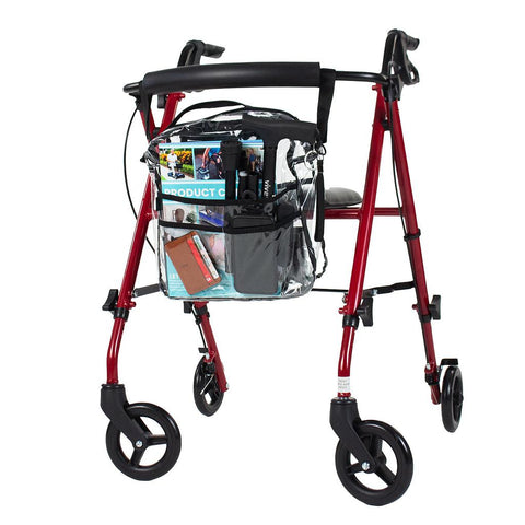 CLEAR ROLLATOR BAG, WATER-RESISTANT PVC, 14.96" X 12.99" - LVA2077CLR