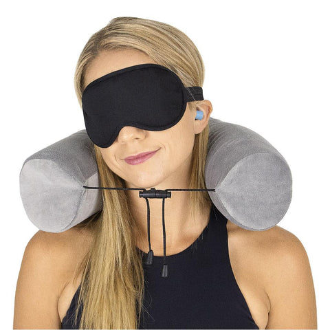 BENDABLE TRAVEL PILLOW, LAVENDER, EYE MASK, EAR PLUGS - CSH1075GRY