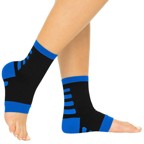 ANKLE COMPRESSION SOCKS, OPEN TOE, M:7 - 10, W: 7 - 10.5, BLACK W/GRAY