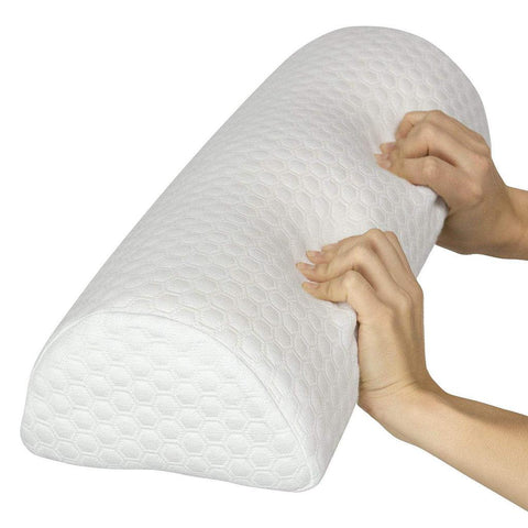 HALF MOON BOLSTER PILLOW, DUAL FOAM CORE, WHITE COVER - CSH1043WHT