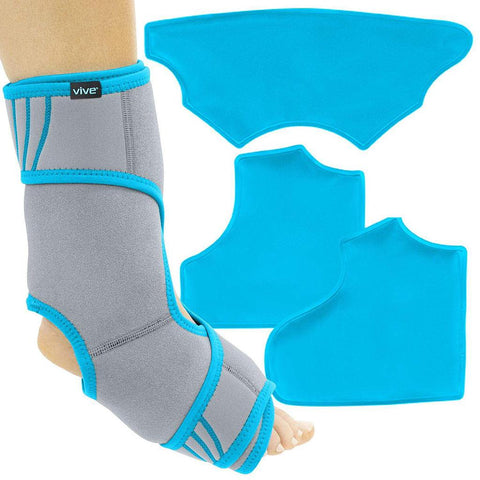 ANKLE ICE WRAP, 3 HOT/COLD GEL PACKS, REVERSIBLE -SUP1068GRY