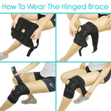 HINGED KNEE BRACE, REMOVABLE SPLINTS, OPEN PATELLA, L/R, BLACK