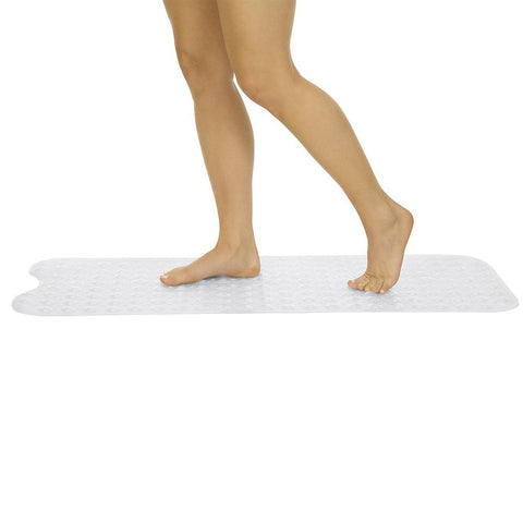 38" X 15" BATH MAT, NONSLIP SUCTION CUPS, BLUE PVC