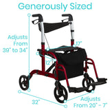 WHEELCHAIR ROLLATOR HYBRID, ALUMINUM, BLUE, 300LBS