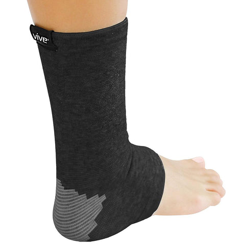 ANKLE SLEEVES, BAMBOO/CHARCOAL, 1 PAIR, SMALL, BLACK