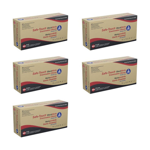 Dynarex Safe-Touch Black Nitrile Exam Gloves, Powder-Free case of 10 Quantity per box: 100