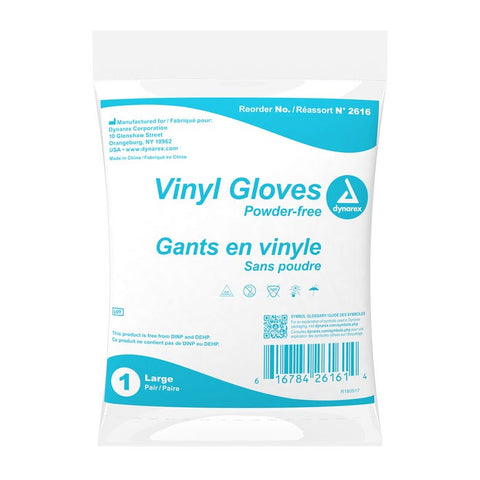 Dynarex Vinyl Gloves In A Bag, Powder-Free case of 500 Quantity per box: 1 pair
