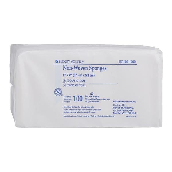 Henry Schein Inc. 100% Cotton Non-Woven Sponge 2x2" 4 Ply Non-Sterile Square LF, 50 PK/CA - 3102-HS