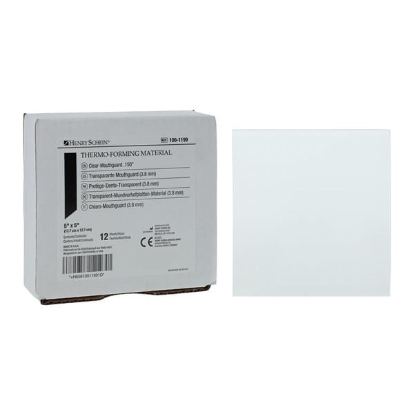 Henry Schein Inc. -Mouthguard Material Laminate Clear Sheets 5" x 5" .150" 12/Package, 20 PK/CA 7000816