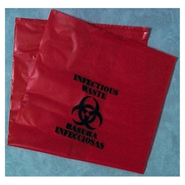 Henry Schein Inc. -HSI Biohazard Bag 23x8x41" Red Polyethylene Symbol Non-Sterile Large 100/Case PW2010