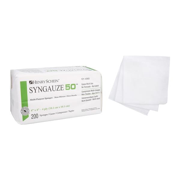 Henry Schein Inc. Syngauze 50 Rayon/Polyester Blend Non-Woven Sponge 4x4" 4Pl NS Sqr NWvn LF, 10 PK/CA - 2100-HS