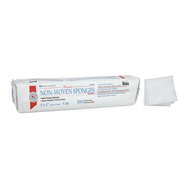 Henry Schein Inc. Henry Schein Premium Rayon/Polyester Blend Non-Woven Sponge 2x2" 4Pl NS Sqr LF, 25 PK/CA - 472022