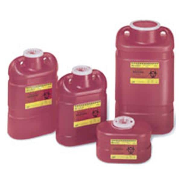 Becton-Dickinson -Sharps Container 1.4qt Red 7-3/4x3-3/4x3-3/4" Hinge Lid/Petals Plastic 1-Piece Table-Top Non-Sterile Reusable 36/Case 305557