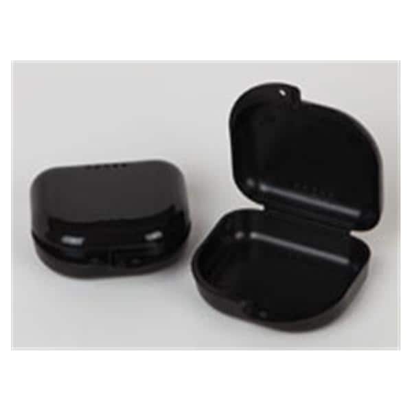Henry Schein Inc. -HSI Retainer Box Super Tuff 3 in x 2 1/2 in x 1 in Black Small With Ventilation Holes / Identification Labels 10/Bag, 30 BG/CA 1023823