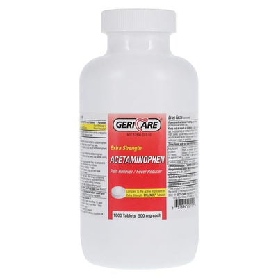 Geri-Care Pharmaceuticals Acetaminophen Tablets 500mg Extra Strength 1000/Bottle, 12 BT/CA - 013-10