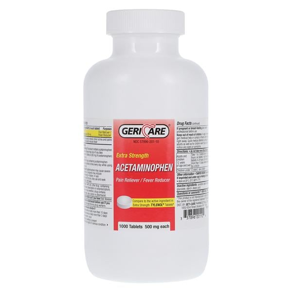 Geri-Care Pharmaceuticals Acetaminophen Tablets 500mg Extra Strength 1000/Bottle, 12 BT/CA - 013-10