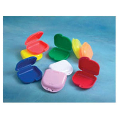 Henry Schein Inc. -HSI Retainer Box Super Tuff 3 in x 2 1/2 in x 1 in Red Small With Ventilation Holes / Identification Labels 10/Bag, 30 BG/CA 1027464
