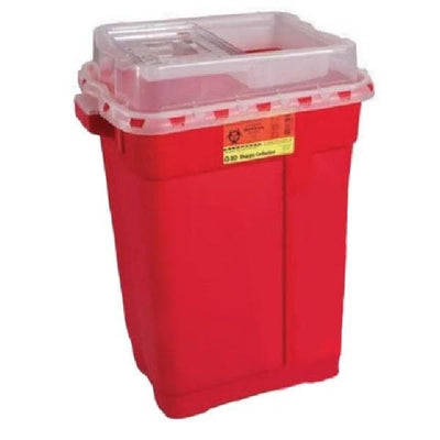 Becton-Dickinson -Sharps Container 19gal Red/Clear 14-3/4x20x26-1/4" Sliding Gasket Lid Plastic X-Large Non-Sterile 5/Case 305666