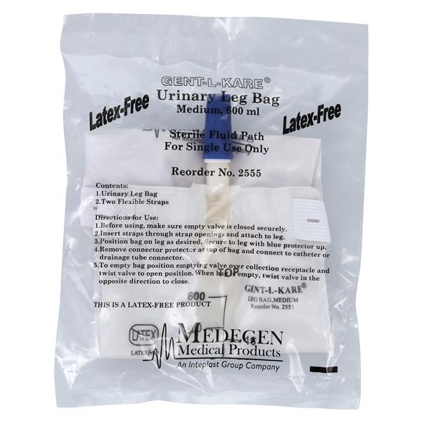 Medegen Medical Products, LLC Gentle-L-Care Leg Urinary Bag 600mL Disposable, 50 EA/CA - MDG 02555
