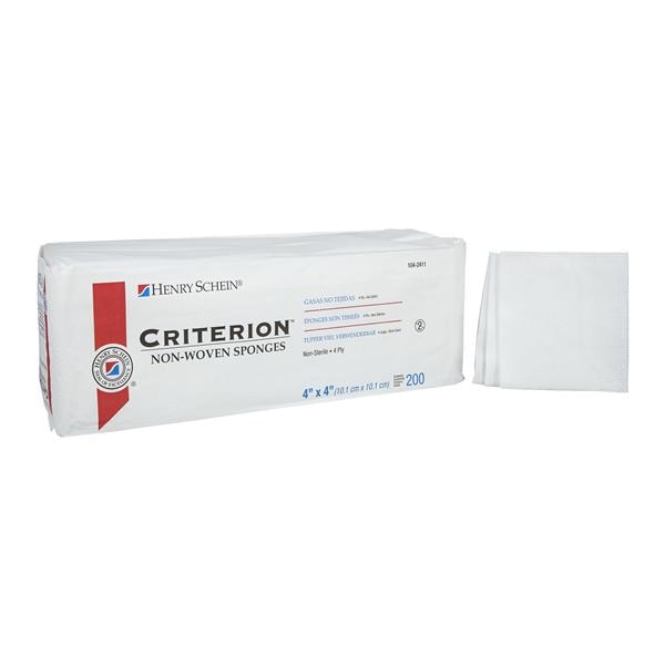 Henry Schein Inc. Criterion Rayon/Polyester Blend Non-Woven Sponge 4x4" 4 Ply Non-Sterile Sqr LF, 10 PK/CA - 1042411