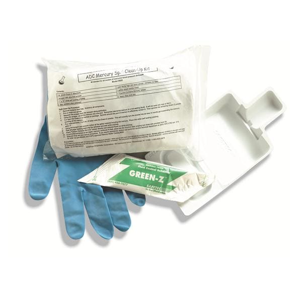 American Diagnostic Corp. -Spill Kit Non-Sterile For Mercury Disposal With 1oz Pouch Absorbent/Scooper/Self-Sealing Polybag 17x18"/2 Clear Polybags/Nitrile Gloves/Shield Mask/Sticker/2 Twist-Ties Each 980SK