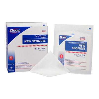 Dukal LLC New Rayon/Polyester Blend New Sponge 4x4" 4 Ply Sterile Non-Woven LF - 6124