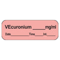 Precision Dynamics Corp. Anesthesia Label DTI Vecuronium mg/ml Fluorescent Red 1-1/2x1/2" 1/Rl - LAN-103