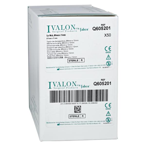 First Aid Bandage Co Wick Ear IVALON 9x15mm PVAc 50/Bx - Q605201