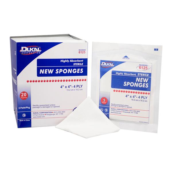 Dukal LLC Rayon/Polyester Blend Gauze Sponge 4x4" 4 Ply Sterile LF - 6125