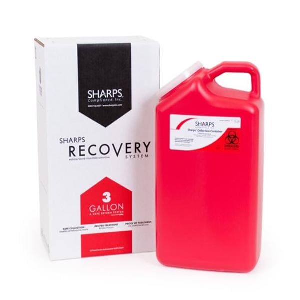 Sharps Compliance Inc -Recovery Mailer System 3gal Red 9x6x17" Plastic Non-Sterile USPS Each 13000-008