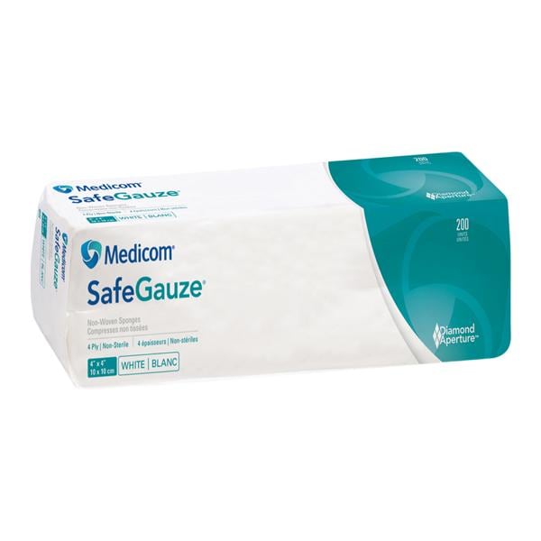 Medicom SafeGauze Viscose/Poly Blend Non-Woven Sponge 4x4" 4 Ply Non-Sterile NWvn LF  - 4544