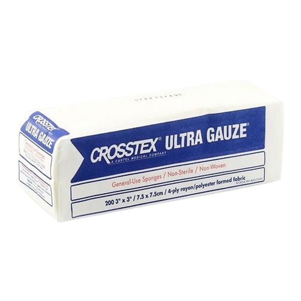 Crosstex International Ultra Gauze Rayon/Polyester Blend Gauze Sponge 3x3" 4 Ply Non-Sterile Square LF - ENC3NWU