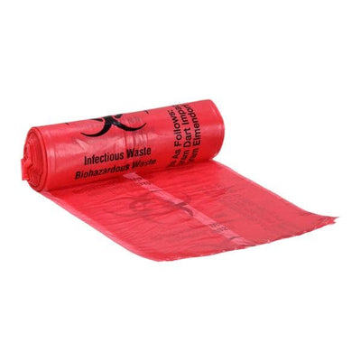 Unimed-Midwest Inc -Biohazard Bag 1.5mil 11x14" Red/Black Twist Tie Plastic Symbol Non-Sterile Perforated Roll 20/Roll 10 Rolls Small 10rl/Box 01EB086000