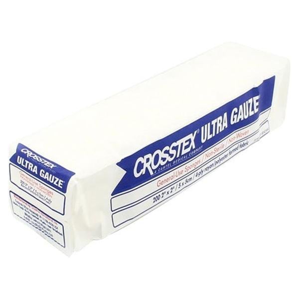Crosstex International Ultra Gauze Rayon/Polyester Blend Non-Woven Sponge 2x2" 4 Ply Non-Sterile Sqr LF, 40 PK/CA - ENCNWUB