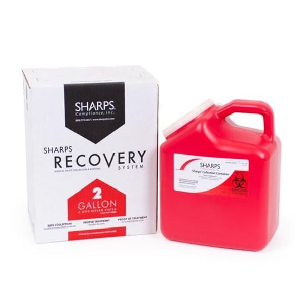 Sharps Compliance Inc -Recovery Mailer System 2gal Red 9x6x11" Plastic Non-Sterile USPS Each 12000-012