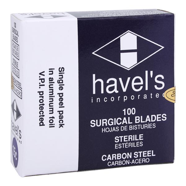 Havels Inc Carbon Steel Sterile Surgical Blade #15C Disposable 100/Bx - SC15C