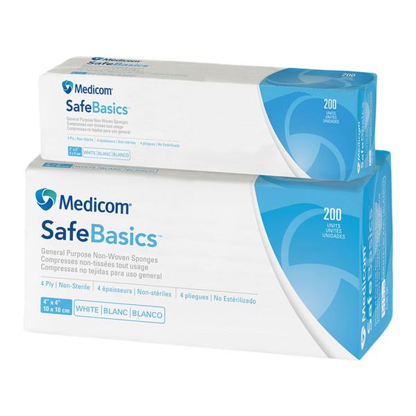Medicom SafeBasics Viscose/Poly Blend Gauze Sponge 4x4" 4 Ply Non-Sterile Non-Woven  - 2100-CH