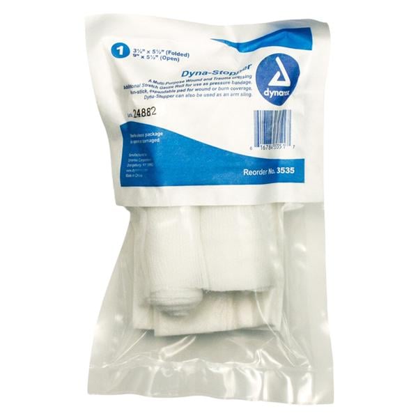 Dynarex Corporation Dyna-Stopper Cotton Trauma Bandage 3-1/2x5-1/2" Sterile Non-Adherent  - 3535