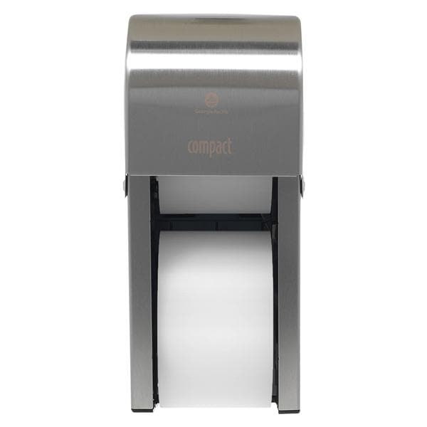 Georgia Pacific -Compact Toilet Tissue Dispenser White Stainless Steel Wall Mount For 2 Ply Tissue Each 56782