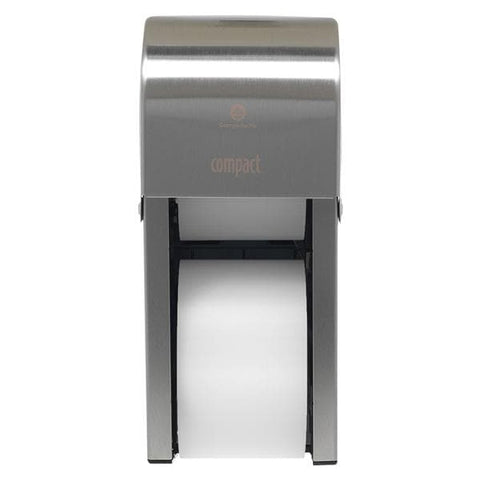Georgia Pacific -Compact Toilet Tissue Dispenser White Stainless Steel Wall Mount For 2 Ply Tissue Each 56782