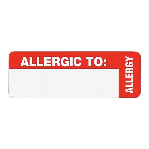Tabbies Tabbies Permanent "Allergic To:" Medical Wrap Label Red 500/Roll 500/Rl - 791983