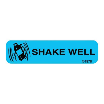 Precision Dynamics Corp. Communication Label Paper Shake Well Blue 1-9/16x3/8" 1000/Bx - 1-10G