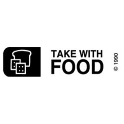 Precision Dynamics Corp. Communication Label Paper Take with Food White/Black 1-9/16x3/8" 1000/Box - 10-X